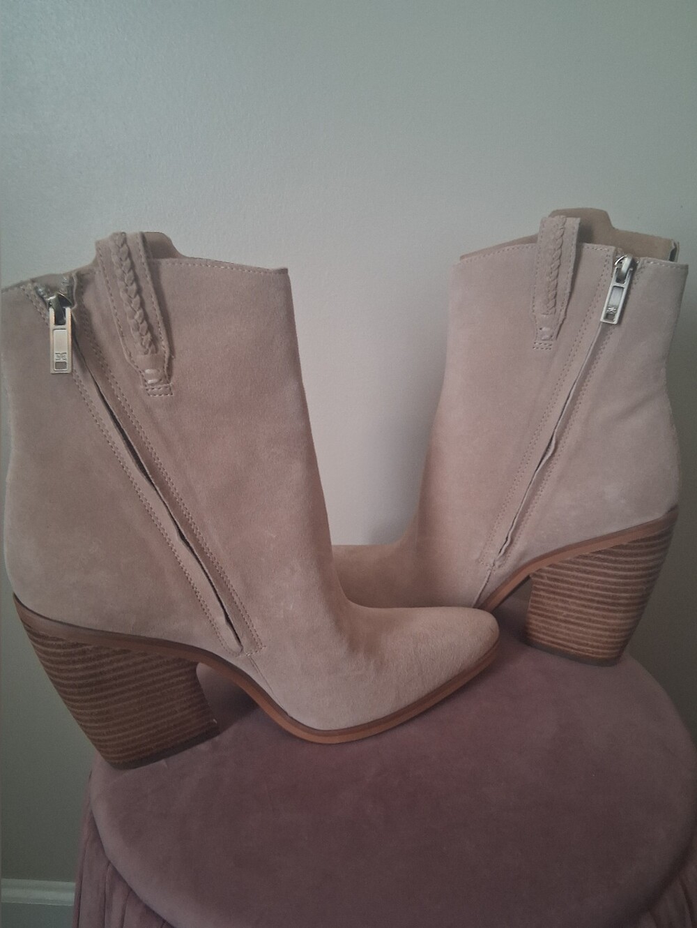 Sam Edelman Agnes Sesame Stacked Heel Pull On Ankle Western Boots Size 9 - Picture 9 of 12